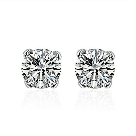 SOLD OUT 2 Ct Round Cut Diamond Stud Earrings - Picture 2 of 8